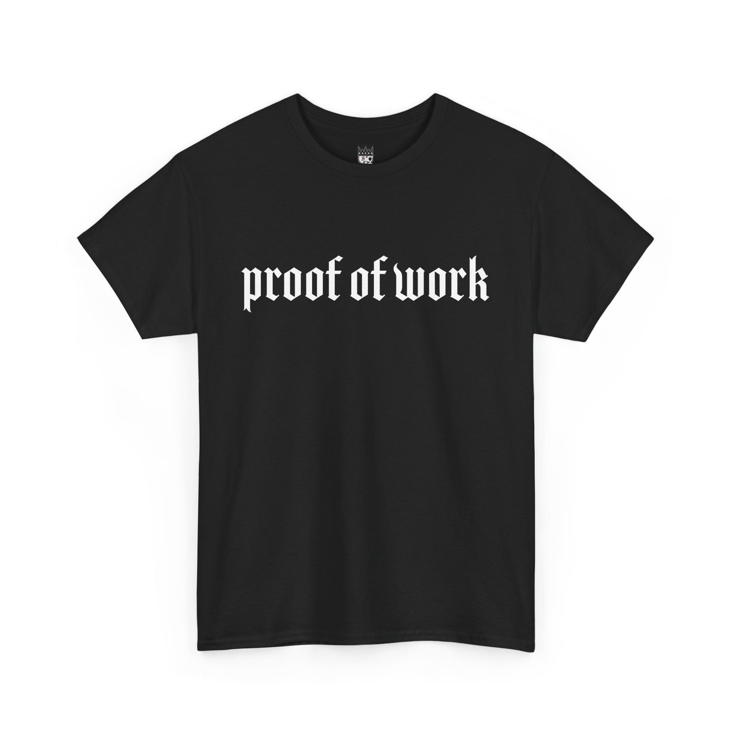 Essential Cotton Tee - 180 GSM "Proof of Work" in White/Black